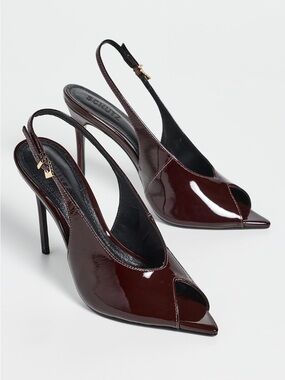 Schutz Ingrid High Stiletto Heel Pump brown maplewood deep burgundy vernis 7.5